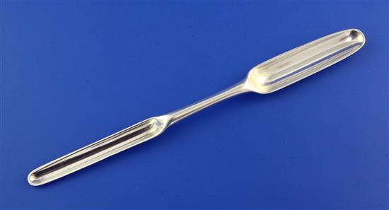 A George II Scottish silver marrow scoop, 8in.